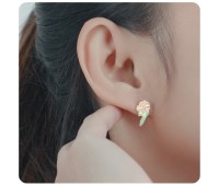 Hibiscus Blooming Silver Ear Stud STS-3469